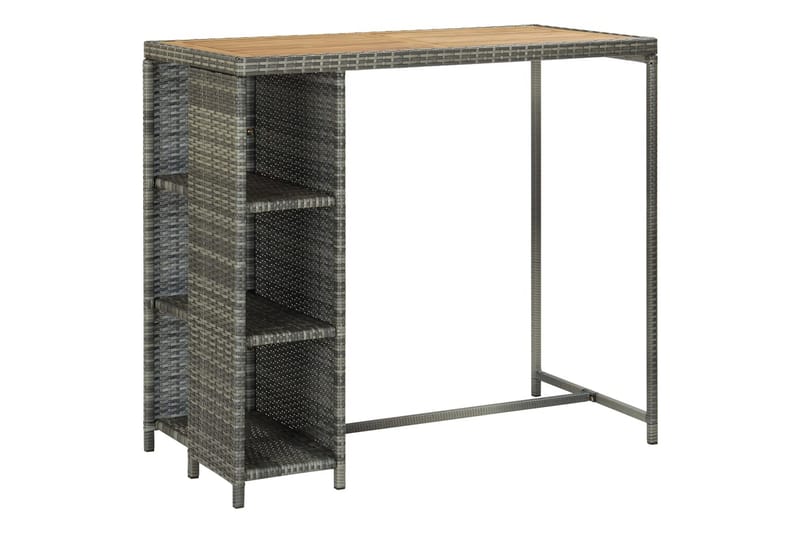Barbord med opbevaringsstativ 120x60x110 cm polyrattan grå - Grå - Barbord & ståbord