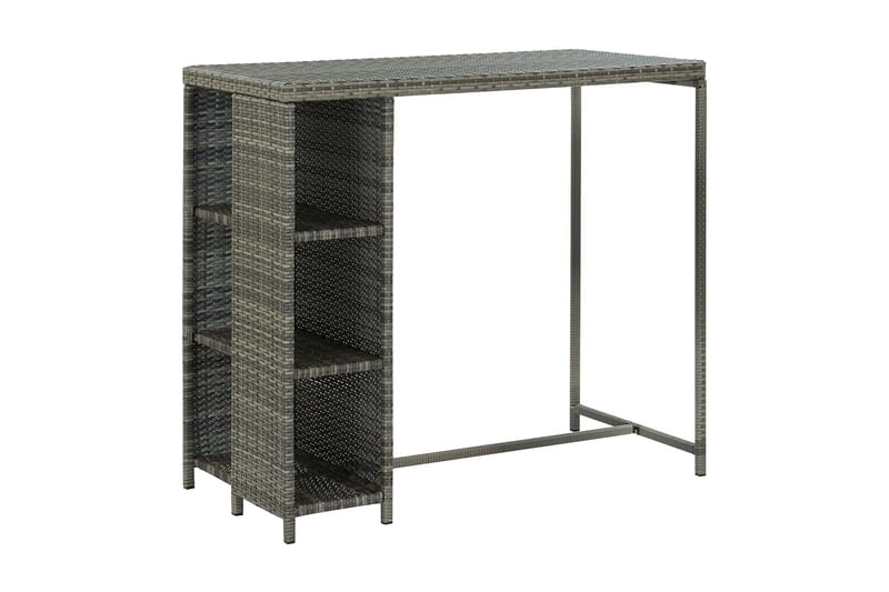 Barbord med opbevaringsstativ 120x60x110 cm polyrattan grå - Grå - Barbord & ståbord - Barbord med opbevaring