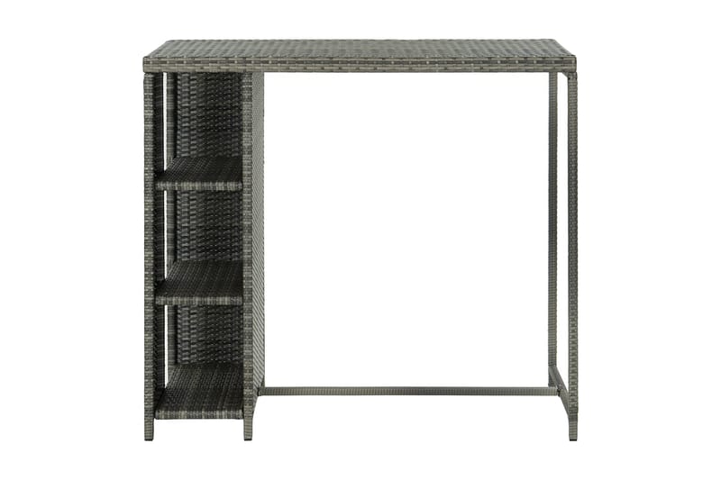 Barbord med opbevaringsstativ 120x60x110 cm polyrattan grå - Grå - Barbord & ståbord - Barbord med opbevaring