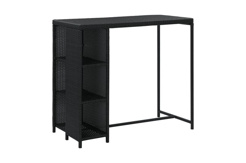 Barbord med opbevaringsstativ 120x60x110 cm polyrattan sort - Sort - Barbord & ståbord - Barbord med opbevaring