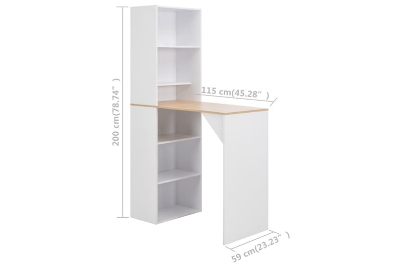 Barbord Med Skab 115 X 59 X 200 Cm Hvid - Hvid - Møbler - Borde - Barbord & ståbord