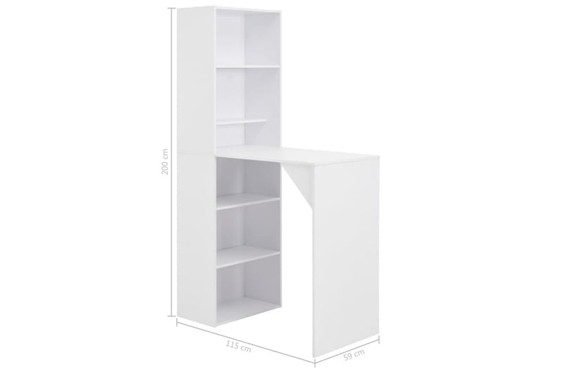 Barbord Med Skab 115 X 59 X 200 Cm Hvid - Hvid - Møbler - Borde - Barbord & ståbord
