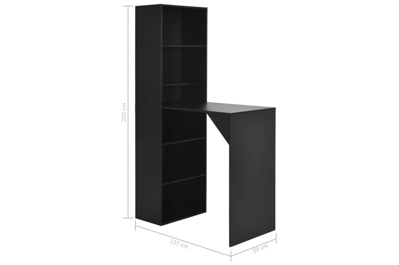 Barbord Med Skab 115 X 59 X 200 Cm Sort - Sort - Møbler - Borde - Barbord & ståbord