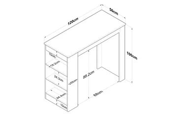 Iwao Barbord 50x120 cm Brun/Hvid - Hanah Home - Møbler - Borde - Barbord & ståbord