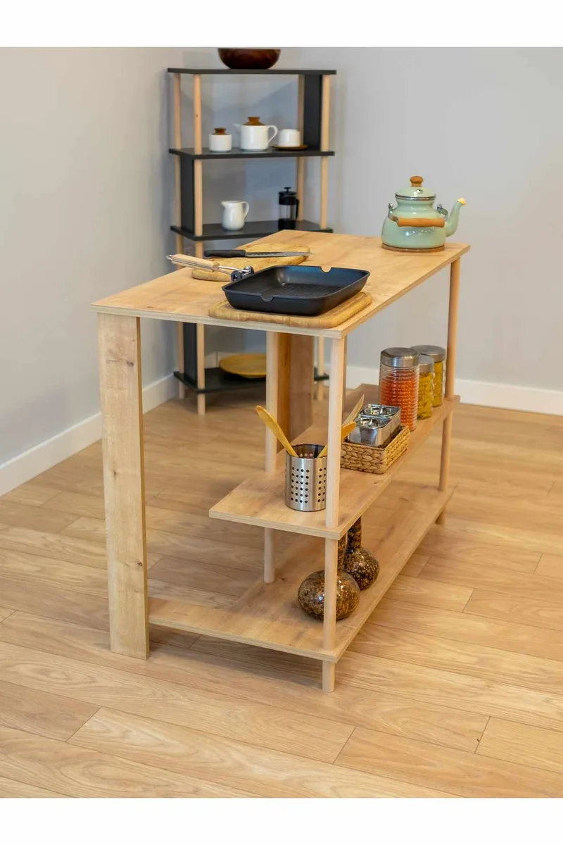 Køkkenø Hanah Home Peka Island (120 x 89,5 x 60 cm) Sapphire Oak - Sapphire Oak - Møbler - Borde - Barbord & ståbord