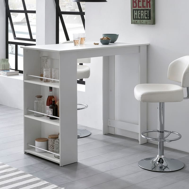 Norova Barbord 120 cm - Hvid og sølv - Møbler - Borde - Barbord & ståbord