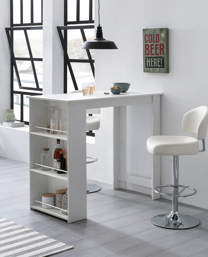 Norova Barbord 120 cm - Hvid og sølv - Møbler - Borde - Barbord & ståbord