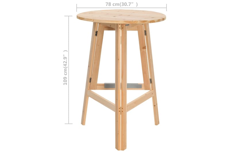 Sammenfoldeligt Barbord 78 Cm Grantræ - Brun - Møbler - Borde - Barbord & ståbord