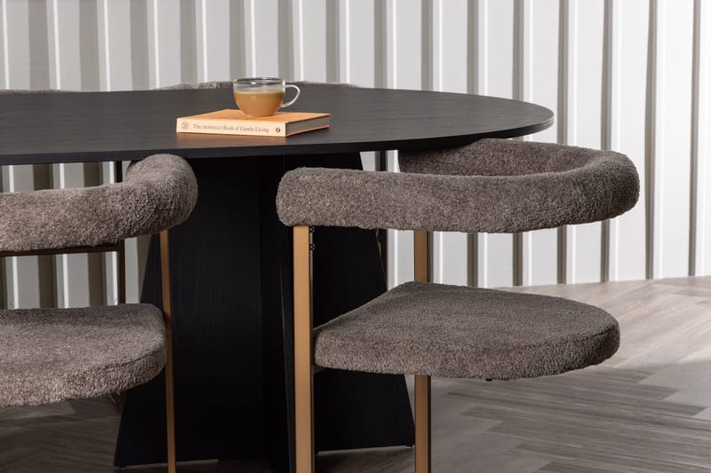 Bariso Spisebord 230x115x75 cm Ovalt med 6 Morning Armstole - Møbler - Borde - Spisebordssæt