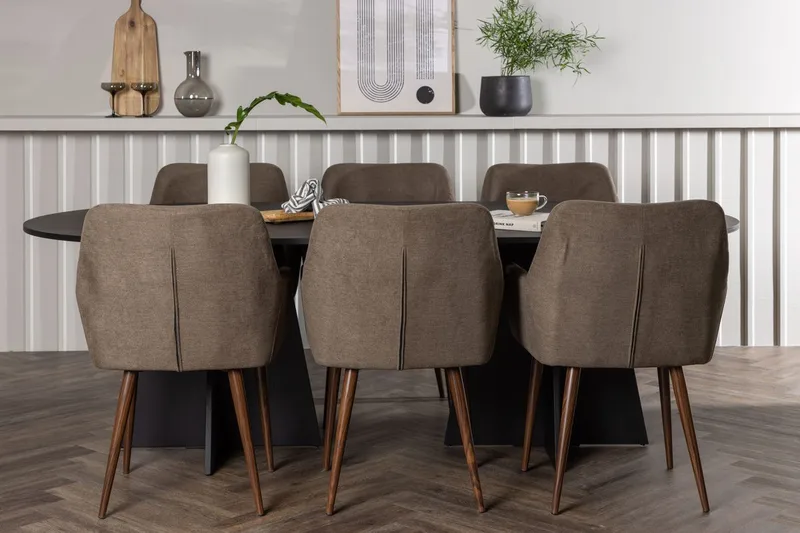 Bariso Spisebord 230x115x75 cm Ovalt med 6 Tomorrow Armstole