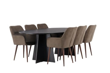 Bariso Spisebord 230x115x75 cm Ovalt med 6 Tomorrow Armstole - Møbler - Borde - Spisebordssæt