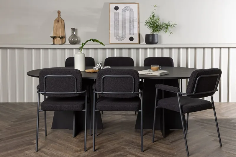 Bariso Spisebord 230x115x75 cm Ovalt med 6 Yesterday Spisestole