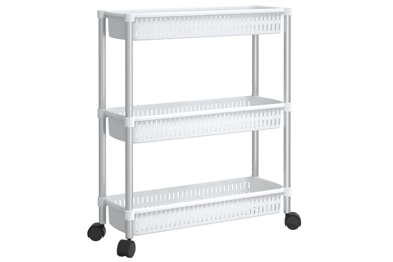 beBasic opbevaringsvogn 3 niveauer aluminium sølvfarvet og hvid - Hvid - Møbler - Borde - Barvogn & serveringsvogn - Rullebord & rullevogn