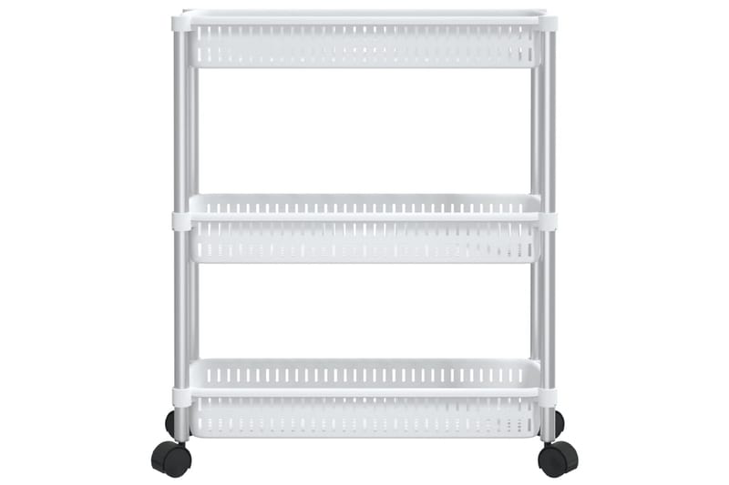 beBasic opbevaringsvogn 3 niveauer aluminium sølvfarvet og hvid - Hvid - Møbler - Borde - Barvogn & serveringsvogn - Rullebord & rullevogn