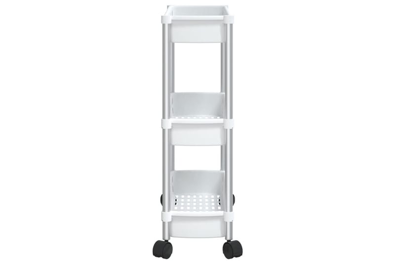 beBasic opbevaringsvogn 3 niveauer aluminium sølvfarvet og hvid - Hvid - Møbler - Borde - Barvogn & serveringsvogn - Rullebord & rullevogn
