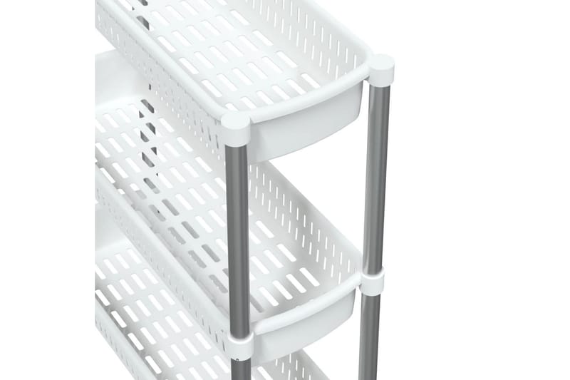 beBasic opbevaringsvogn 3 niveauer aluminium sølvfarvet og hvid - Hvid - Møbler - Borde - Barvogn & serveringsvogn - Rullebord & rullevogn