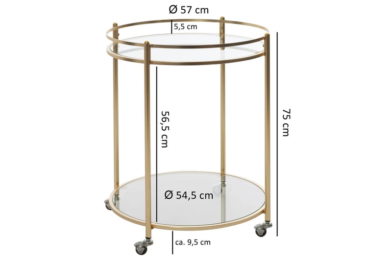 Drinkvagn & Rullbord Wohnling Guld - Møbler - Borde - Barvogn & serveringsvogn - Drinkvogn