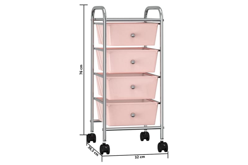 Rullebord Med 4 Skuffer Plastik Pink - Møbler - Borde - Barvogn & serveringsvogn - Drinkvogn