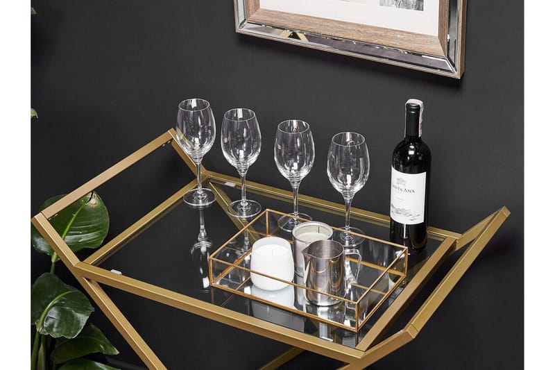Serveringsvogn glas/guld IVERA - Guld - Møbler - Borde - Barvogn & serveringsvogn - Drinkvogn