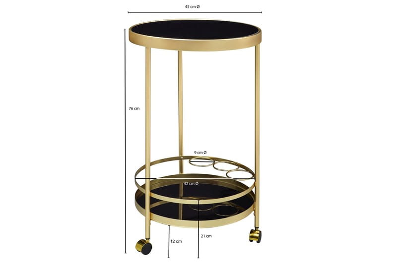 Thruston Serveringsvogn 45x45 cm - Guld - Møbler - Borde - Barvogn & serveringsvogn - Drinkvogn