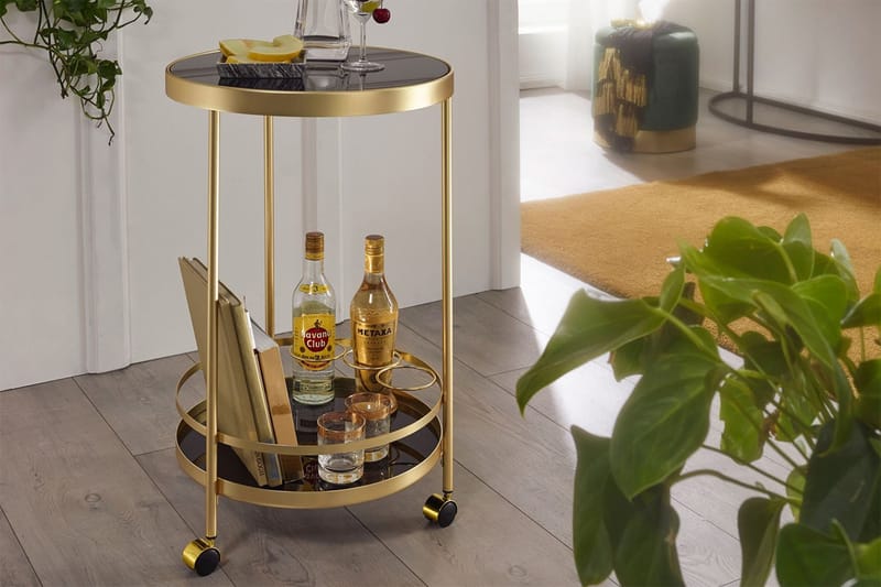 Thruston Serveringsvogn 45x45 cm - Guld - Møbler - Borde - Barvogn & serveringsvogn - Drinkvogn