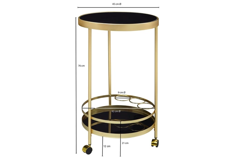 Thruston Serveringsvogn 45x45 cm - Guld - Møbler - Borde - Barvogn & serveringsvogn - Drinkvogn