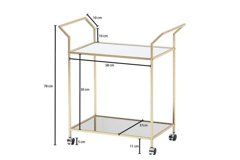 Tultered Serveringsvogn - Guld - Drinkvogn - Rullebord & rullevogn