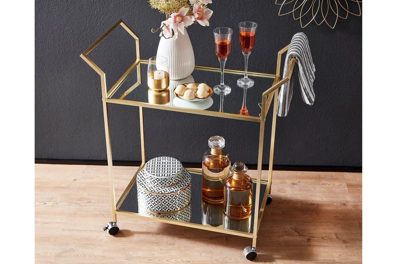 Tultered Serveringsvogn - Guld - Møbler - Borde - Barvogn & serveringsvogn - Drinkvogn