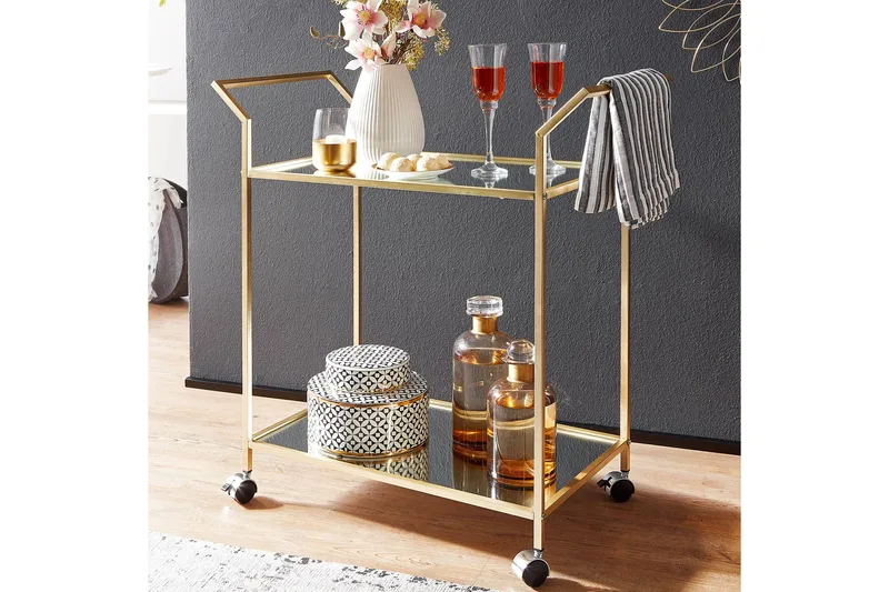 Tultered Serveringsvogn - Guld - Møbler - Borde - Barvogn & serveringsvogn - Drinkvogn