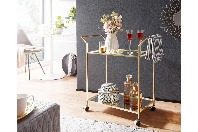 Tultered Serveringsvogn - Guld - Møbler - Borde - Barvogn & serveringsvogn - Drinkvogn