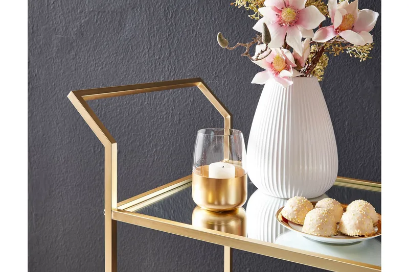 Tultered Serveringsvogn - Guld - Møbler - Borde - Barvogn & serveringsvogn - Drinkvogn