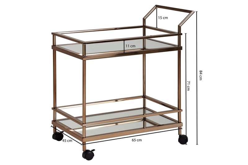 Yopps Drikkevogn 65x45 cm - Guld - Møbler - Borde - Barvogn & serveringsvogn - Drinkvogn