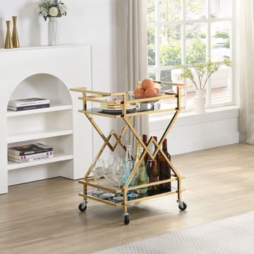 Galeri serveringsvogn 65 cm - Blank guld og sort - Møbler - Borde - Barvogn & serveringsvogn - Drinkvogn