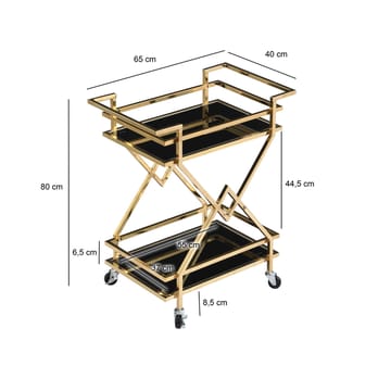 Galeri serveringsvogn 65 cm - Blank guld og sort - Møbler - Borde - Barvogn & serveringsvogn - Drinkvogn