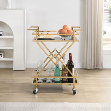 Galeri serveringsvogn 65 cm - Blank guld og sort - Møbler - Borde - Barvogn & serveringsvogn - Drinkvogn