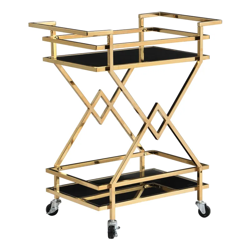 Galeri serveringsvogn 65 cm, Blank guld og sort