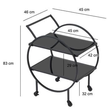 Galira serveringsvogn 46 cm - Mat sort med sort spejlglas - Møbler - Borde - Barvogn & serveringsvogn - Drinkvogn