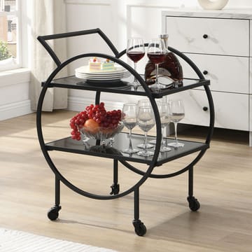 Galira serveringsvogn 46 cm - Mat sort med sort spejlglas - Møbler - Borde - Barvogn & serveringsvogn - Drinkvogn