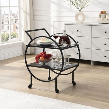 Galira serveringsvogn 46 cm - Mat sort med sort spejlglas - Møbler - Borde - Barvogn & serveringsvogn - Drinkvogn