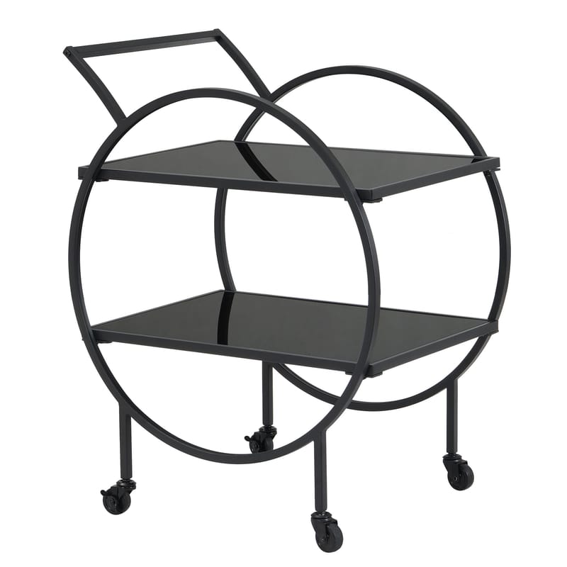 Galira serveringsvogn 46 cm - Mat sort med sort spejlglas - Møbler - Borde - Barvogn & serveringsvogn - Drinkvogn