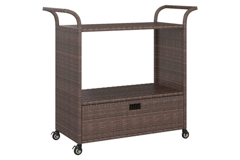barvogn med skuffe 100x45x97 cm polyrattan brun - Brun - Møbler - Borde - Barvogn & serveringsvogn - Køkkenvogn