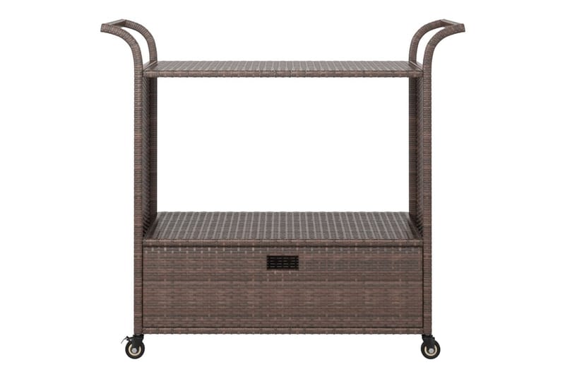 barvogn med skuffe 100x45x97 cm polyrattan brun - Brun - Møbler - Borde - Barvogn & serveringsvogn - Køkkenvogn