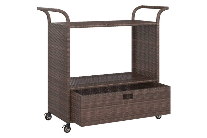 barvogn med skuffe 100x45x97 cm polyrattan brun - Brun - Møbler - Borde - Barvogn & serveringsvogn - Køkkenvogn