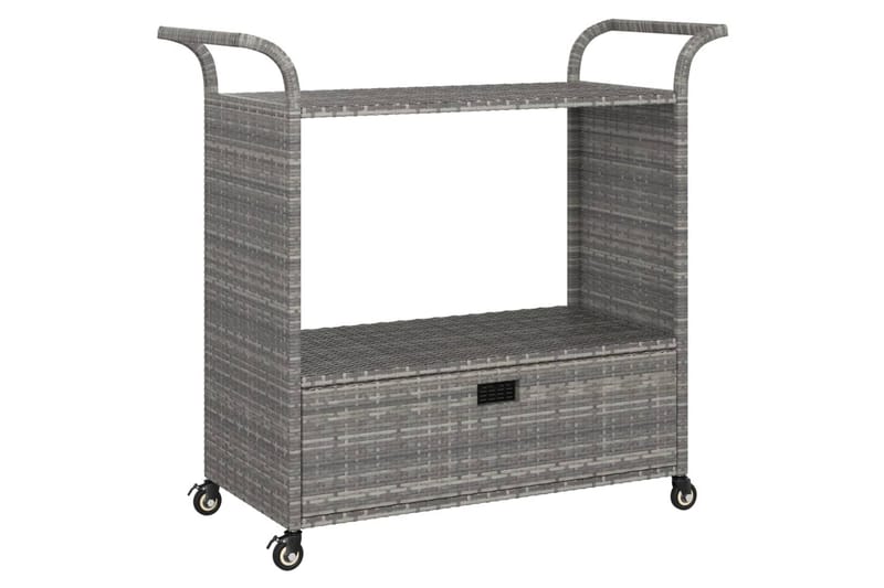 barvogn med skuffe 100x45x97 cm polyrattan grå - Grå - Møbler - Borde - Barvogn & serveringsvogn - Køkkenvogn