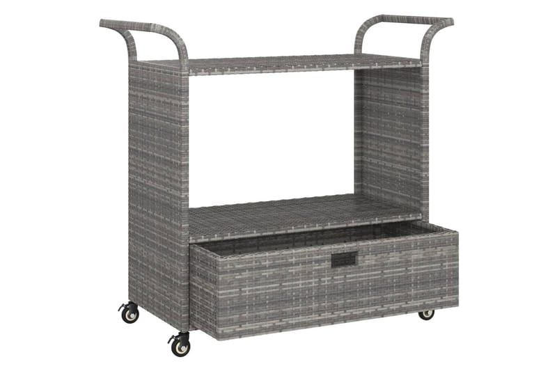 barvogn med skuffe 100x45x97 cm polyrattan grå - Grå - Møbler - Borde - Barvogn & serveringsvogn - Køkkenvogn