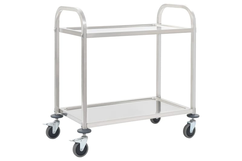Køkkenvogn Med 2 Hylder 107 X 55 X 90 Cm Rustfrit Stål - Sølv - Møbler - Borde - Barvogn & serveringsvogn - Køkkenvogn