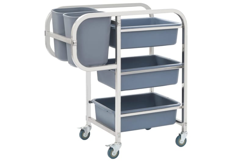 Køkkenvogn Med Plastikbeholdere 87 X 43,5 X 92 Cm - Sølv - Møbler - Borde - Barvogn & serveringsvogn - Køkkenvogn