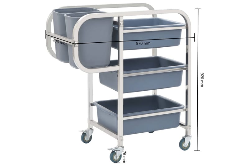 Køkkenvogn Med Plastikbeholdere 87 X 43,5 X 92 Cm - Sølv - Møbler - Borde - Barvogn & serveringsvogn - Køkkenvogn