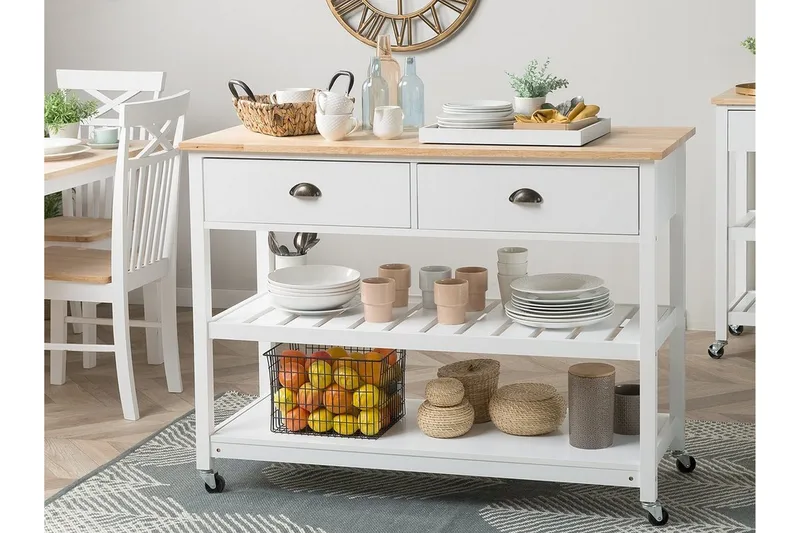 Navarino serveringsvogn 48 | 120 cm - Hvid - Møbler - Borde - Barvogn & serveringsvogn - Køkkenvogn