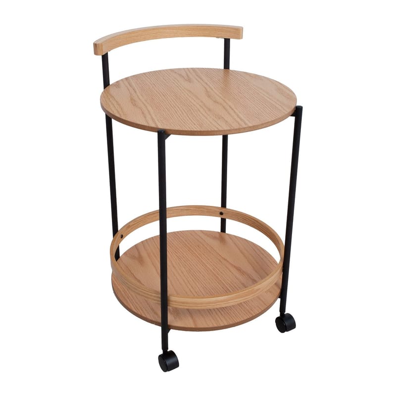 Serveringsvogn HOME4YOU Genua 49x46x74 cm Lyst træ/Sort - Lyst træ/sort - Møbler - Borde - Barvogn & serveringsvogn - Drinkvogn